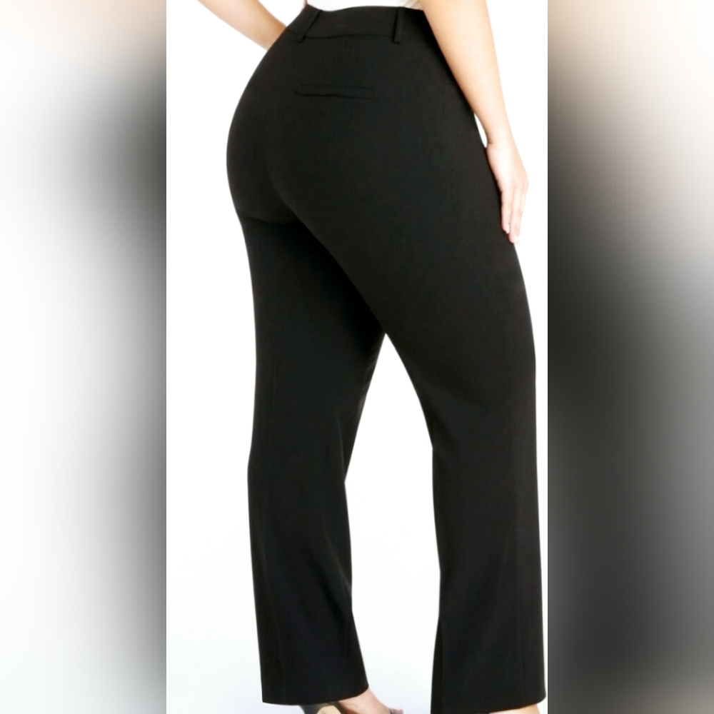 Plus Size Ashley Stewart Black Straight Leg Dress Pants